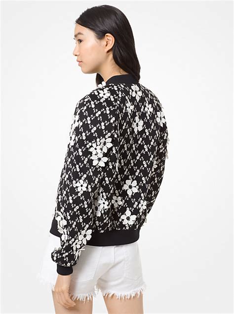 floral embroidered mesh bomber jacket michael kors|Floral Brocade Bomber Jacket .